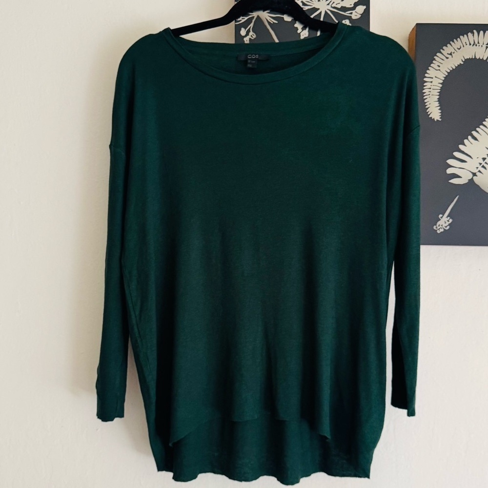 COS Dark Green Long Sleeve Wool Blend Top